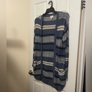 St. John's Bay Navy and Cream Striped Open-Front Cardigan